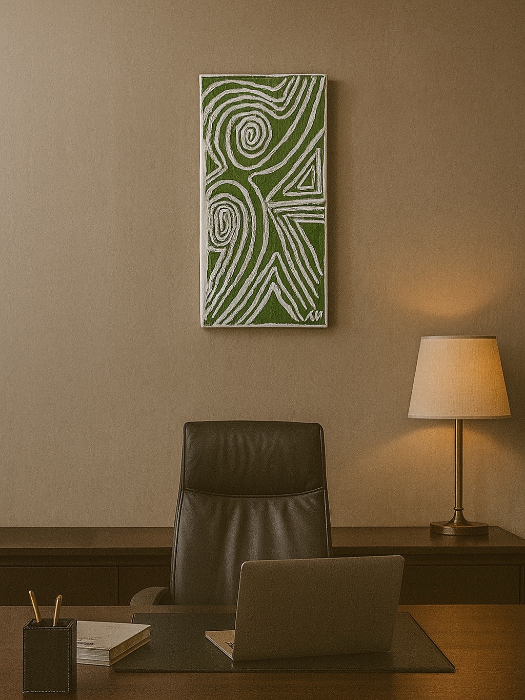 Grænt hringlaga mynstur