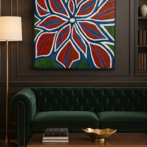 Blóm í rauðu og bláu