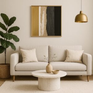 Abstrakt gull, hvítt og svart